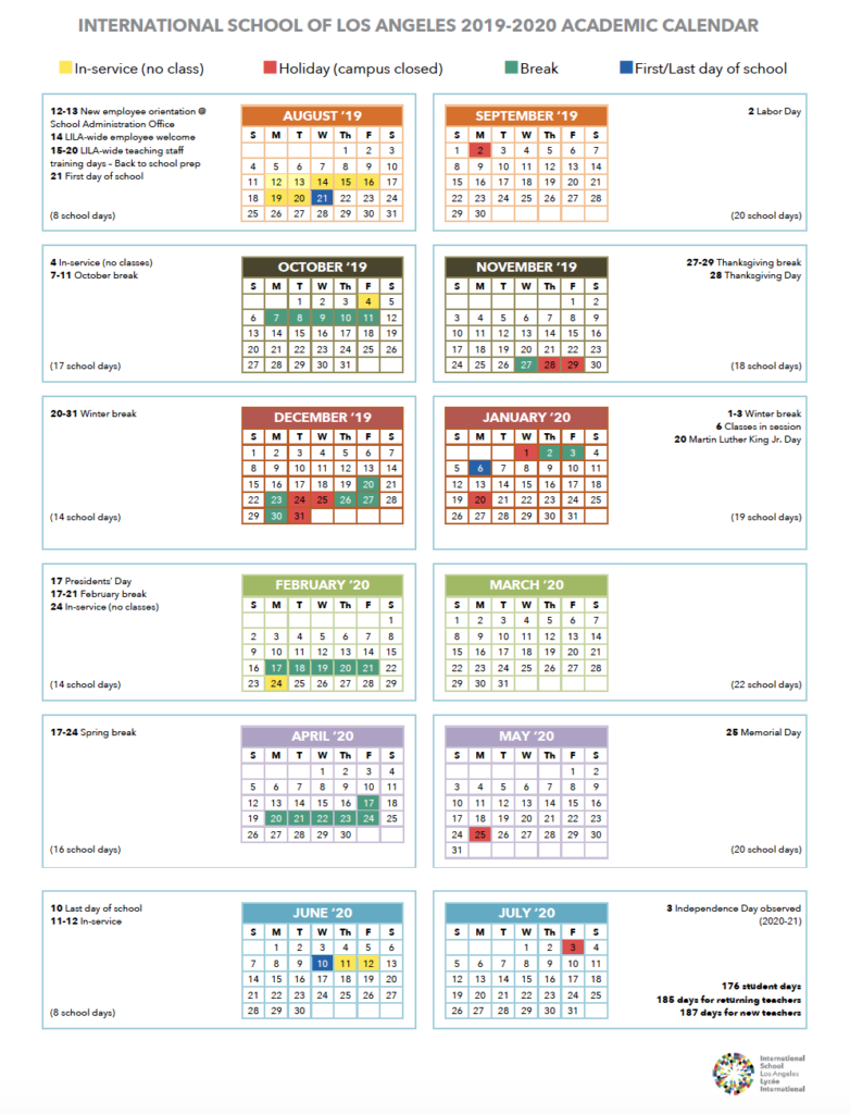 Calendar | International School of Los Angeles