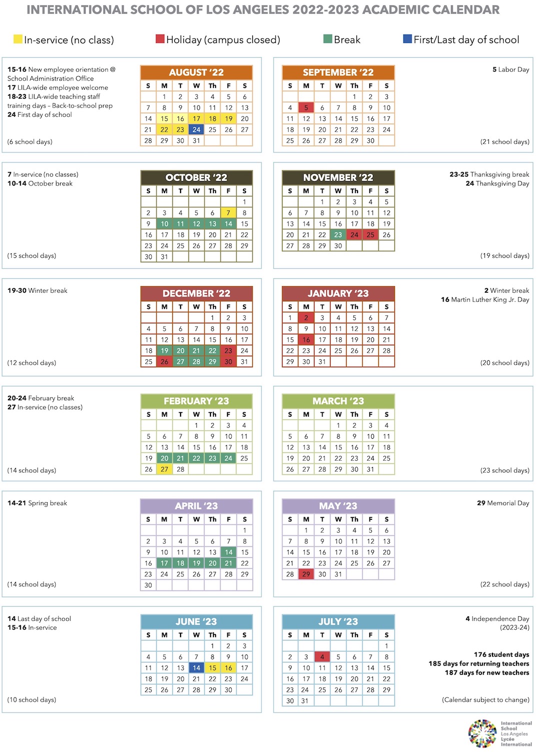 Calendar | International School of Los Angeles