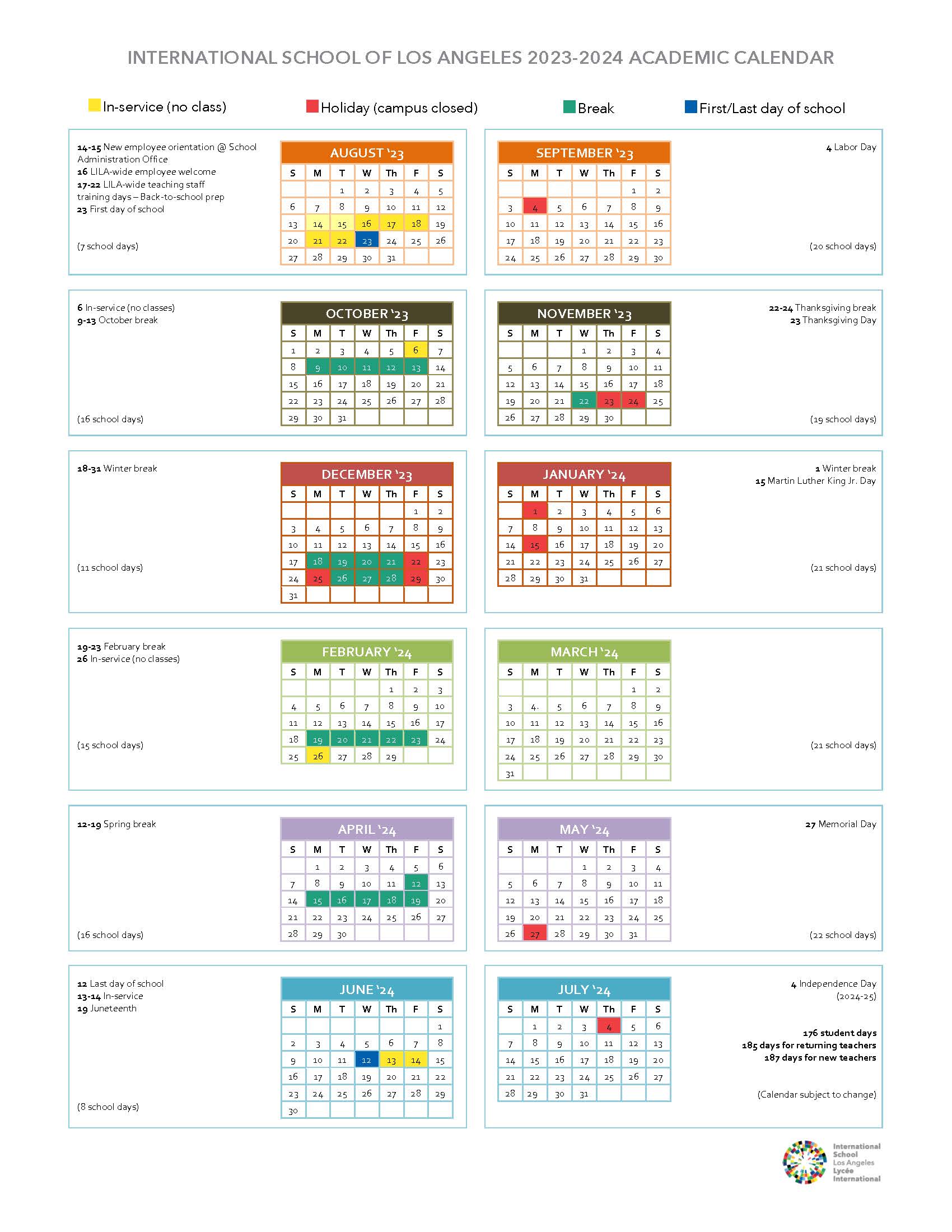 Calendar International School of Los Angeles